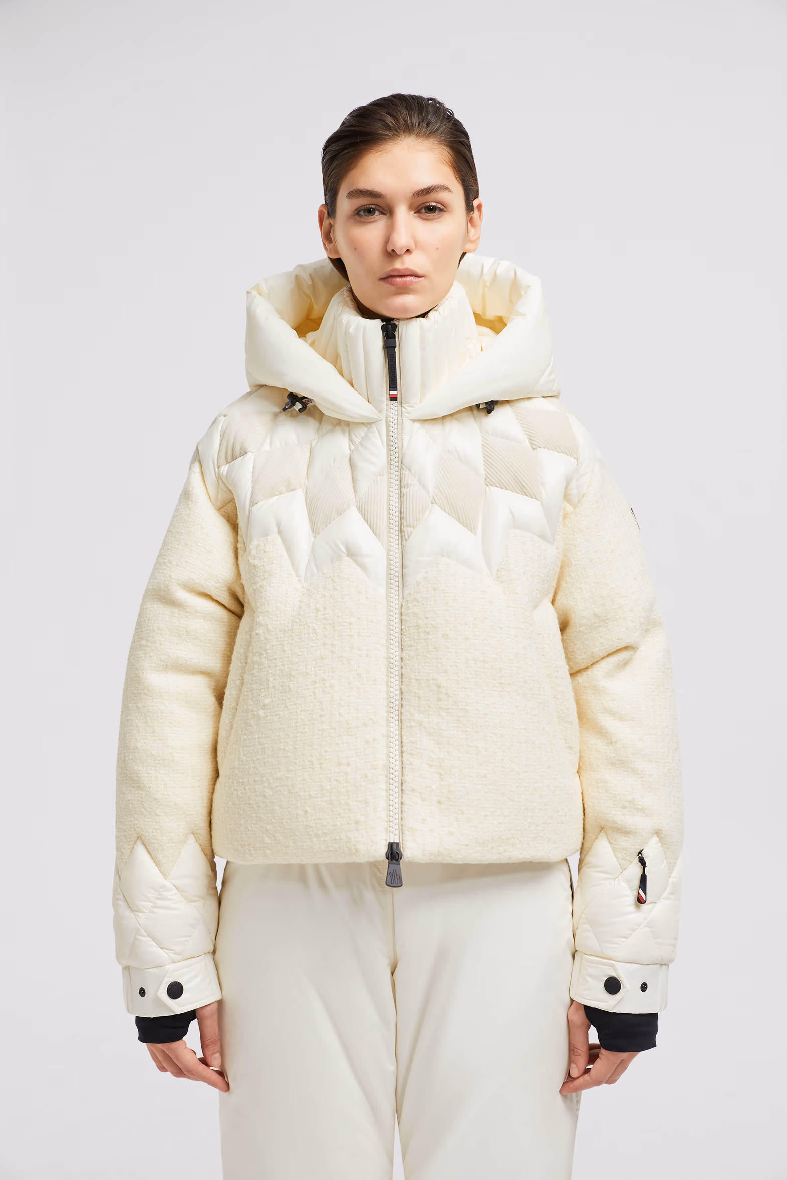 Hintersee Patchwork-Quilted Wool Short Down Jacket Women White Ivory Moncler 3